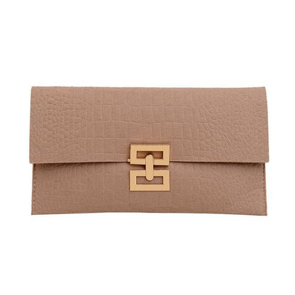 Flap Crocodile Grain Clutch