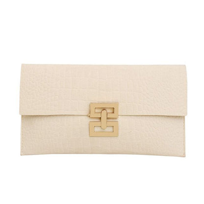 Flap Crocodile Grain Clutch