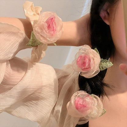 Rose Organza Scrunchie / Hair Clip / Hair Clamp