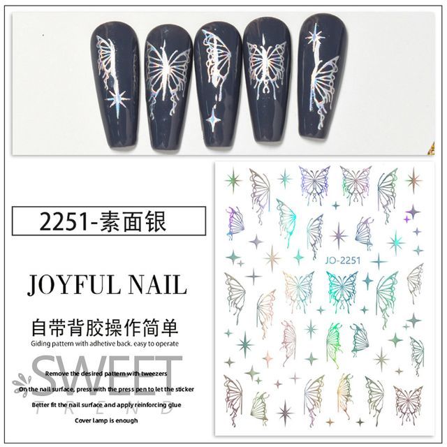 Butterfly Metallic Nail Art Stickers