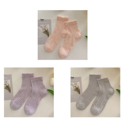 Plain Frill Short Socks Set