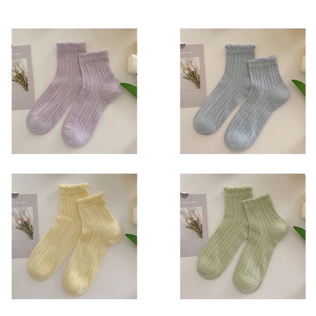 Plain Frill Short Socks Set