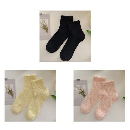 Plain Frill Short Socks Set