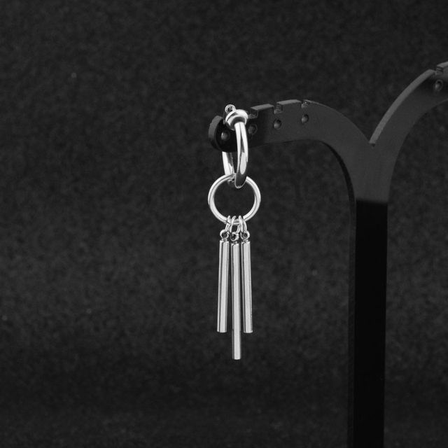 Bar Drop Hoop Earring / Ear Stud / Clip-On Earring