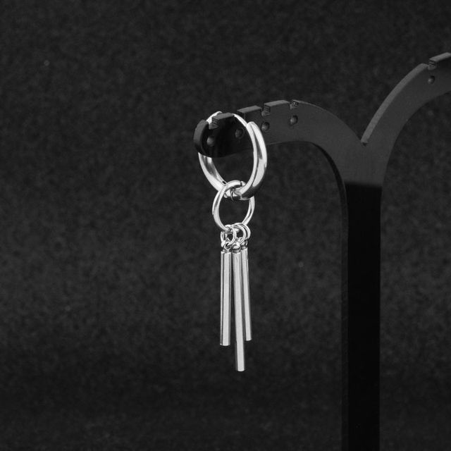 Bar Drop Hoop Earring / Ear Stud / Clip-On Earring