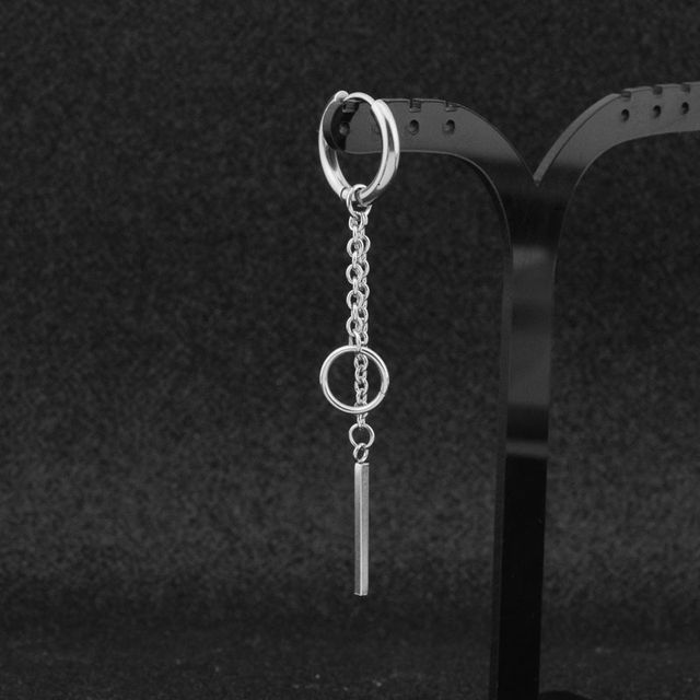 Bar Hoop Drop Earring / Ear Stud / Clip-On Earring