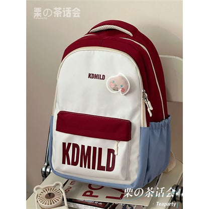 Color Block Lettering Backpack