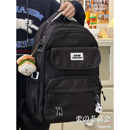 Plain Lettering Logo Buckled Backpack