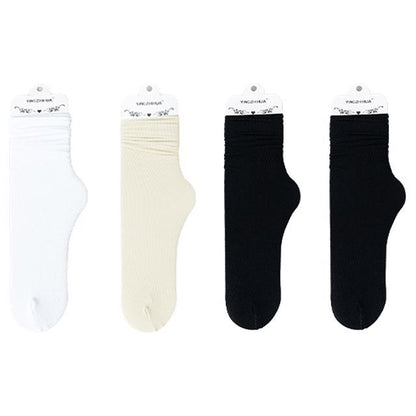 Set of 4 Pairs: Plain Ribbed Socks