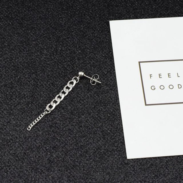 Stud Chain Asymmetrical Stainless Steel Dangle Earring