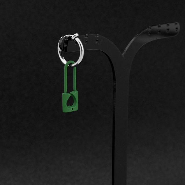 Unisex Lock Asymmetrical Stainless-Steel Dangle Earring