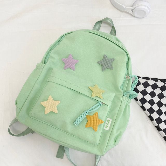 Star Applique Nylon Zipper Backpack