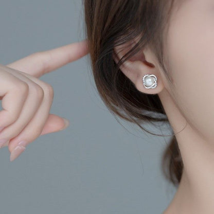 Faux Pearl Sterling Silver Stud Earring