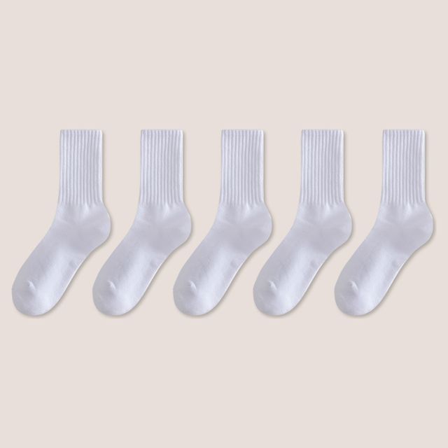 Set of 5: Plain Ribbed Socks