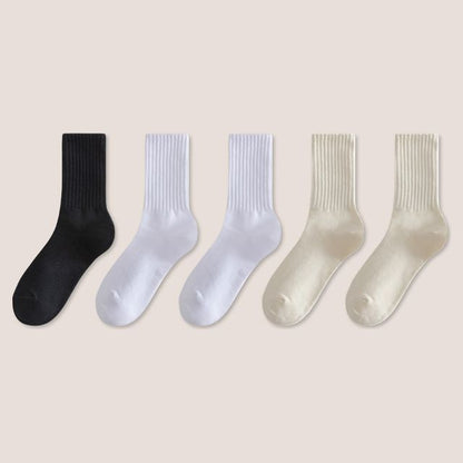 Set of 5: Plain Ribbed Socks