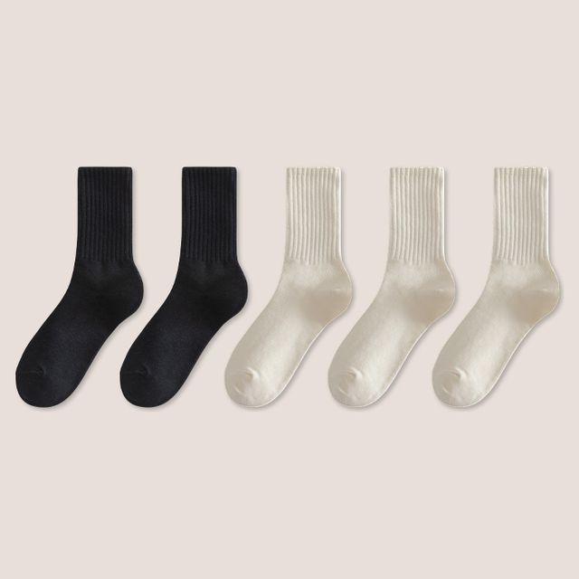 Set of 5: Plain Ribbed Socks