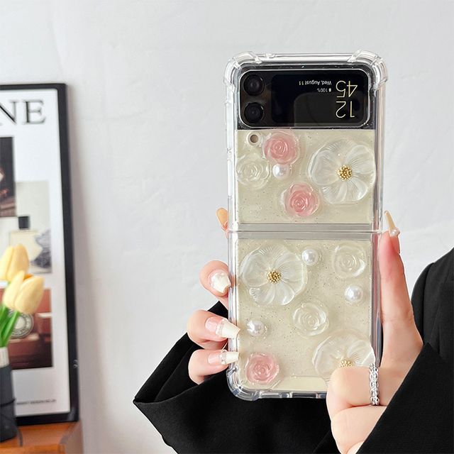 Floral Case Faux Pearl Phone