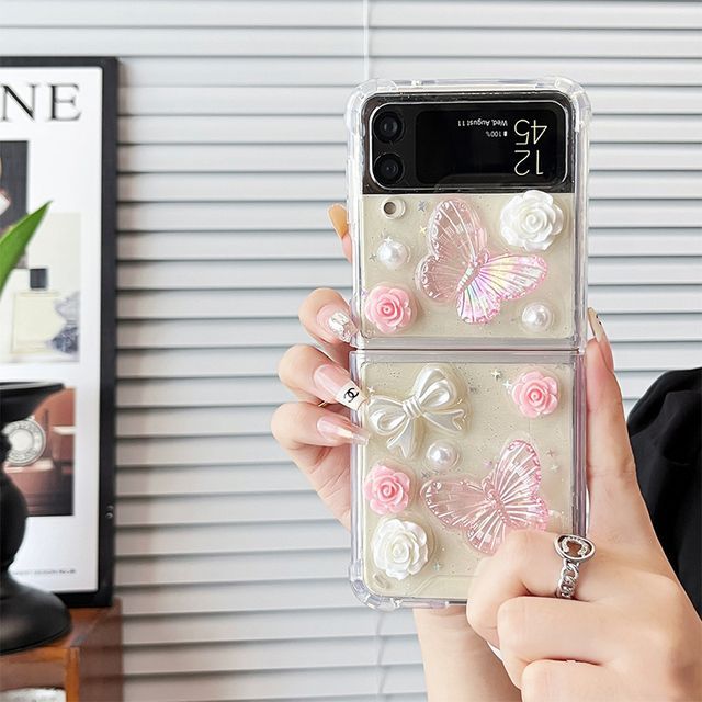 Case Butterfly Phone Faux Floral Pearl