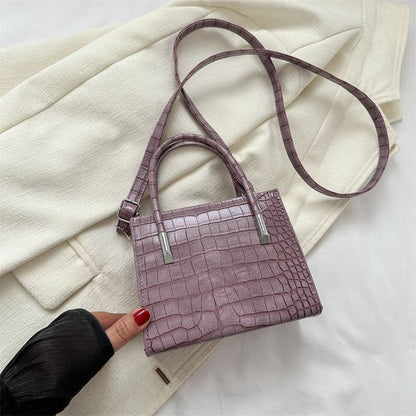 Crocodile Grain Top Handle Crossbody Bag