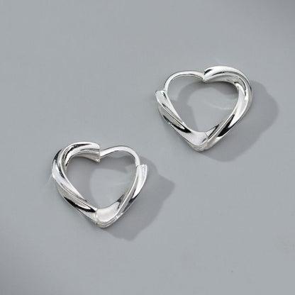 Heart Sterling Silver Hoop Earring