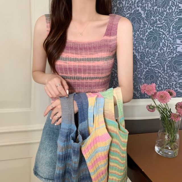 Knit Striped Sleeveless Top