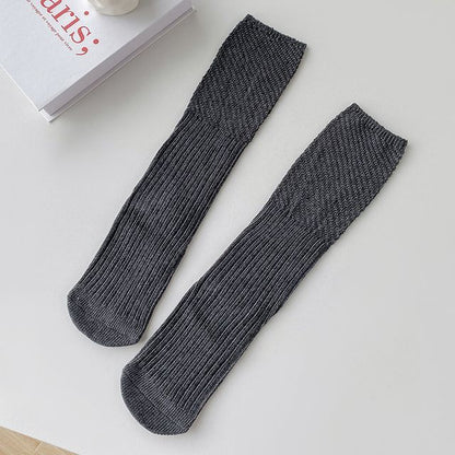 Plain Ribbed Knit Socks