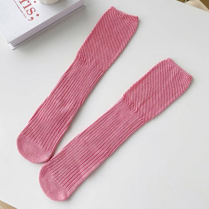 Plain Ribbed Knit Socks