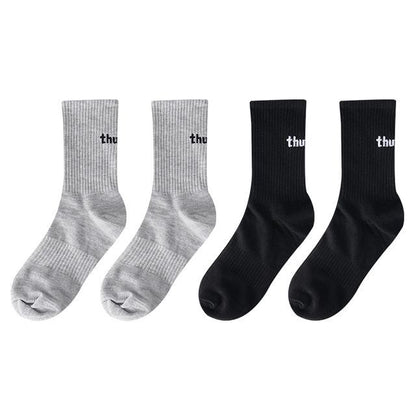 Set of 4 Pairs: Lettering Ribbed Socks