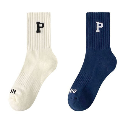 Set of 4 Pairs: Lettering Ribbed Socks