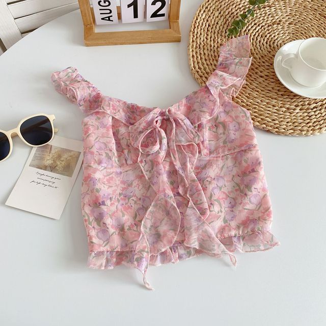 Floral Print Ruffled Camisole Top