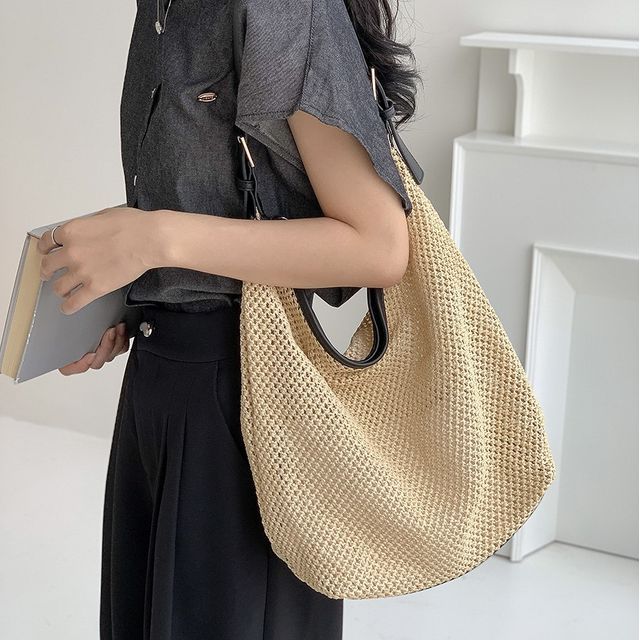 Woven Buckled Tote Bag