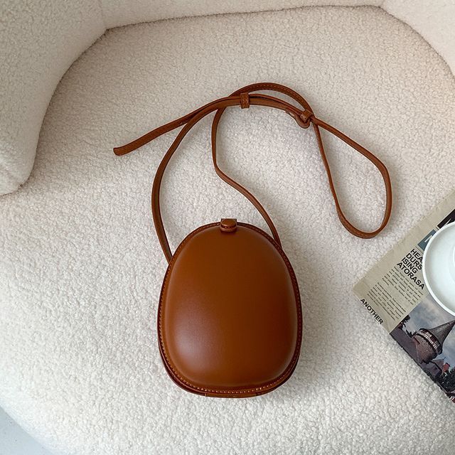 Faux Leather Egg Crossbody Bag