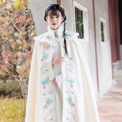 Flower Embroidered Midi Capelet