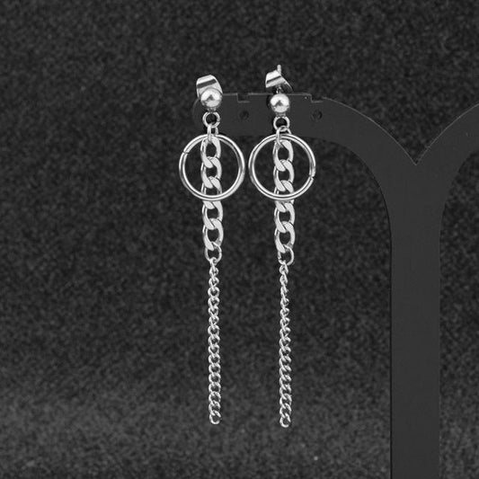Chain Hoop Drop Earring / Clip-On Earring