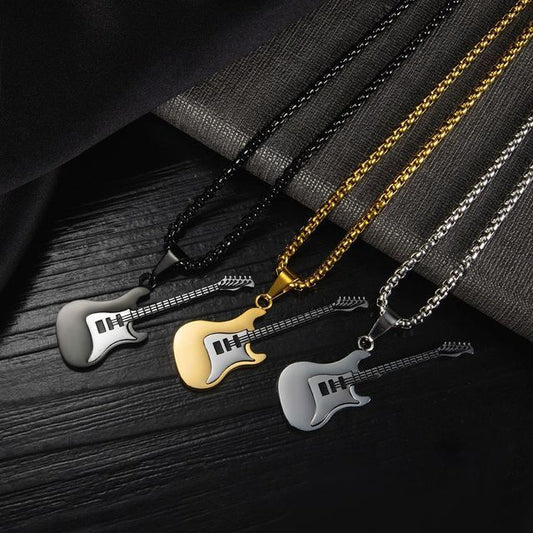 Guitar Stainless Steel Pendant / Necklace / Set (Various Designs)