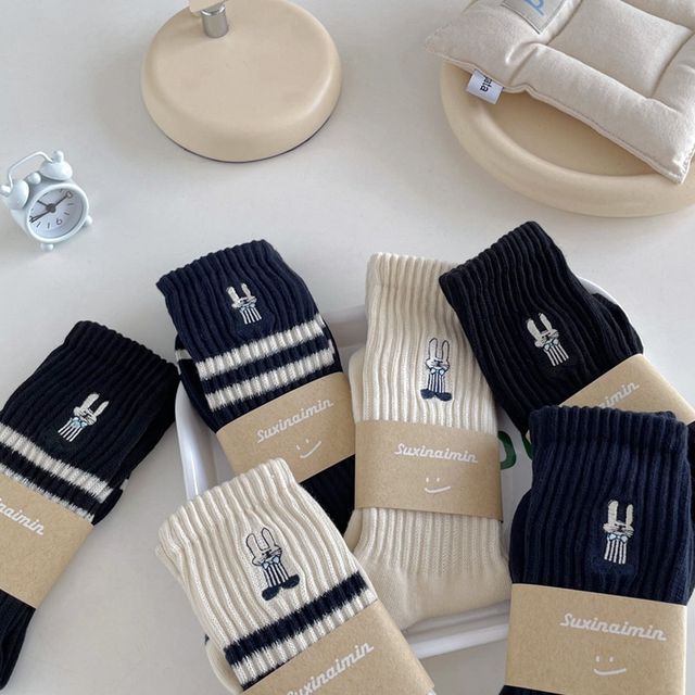 Rabbit Embroidered Socks