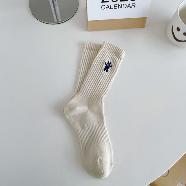 Rabbit Embroidered Socks / Set