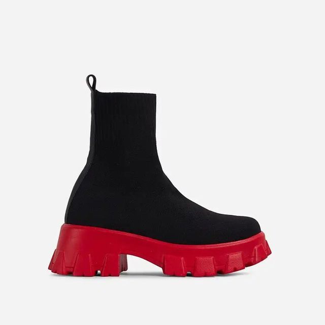 Platform Chunky Heel Sock Boots