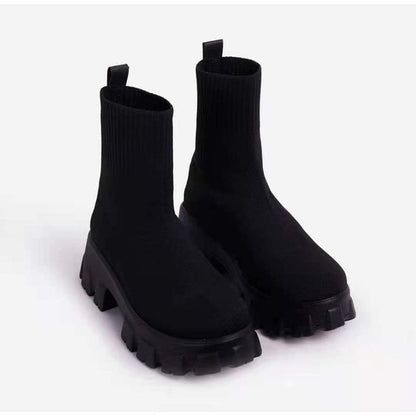 Platform Chunky Heel Sock Boots