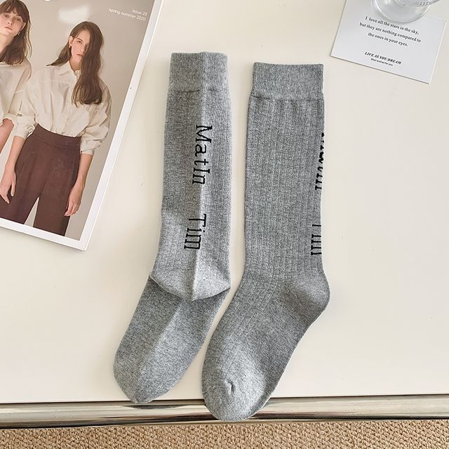 Set Of 2 Pairs: Lettering Socks