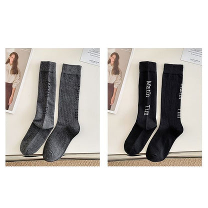 Set Of 2 Pairs: Lettering Socks