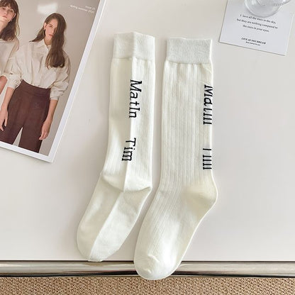 Set Of 2 Pairs: Lettering Socks