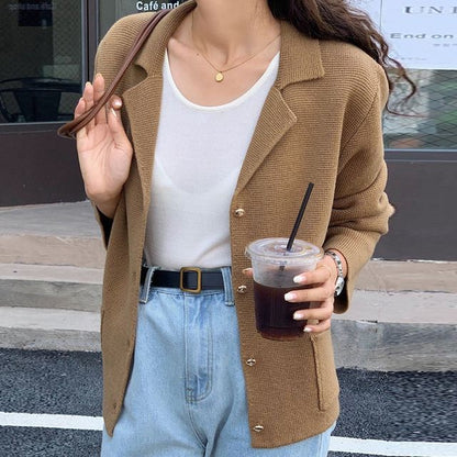 Collar Plain Cardigan