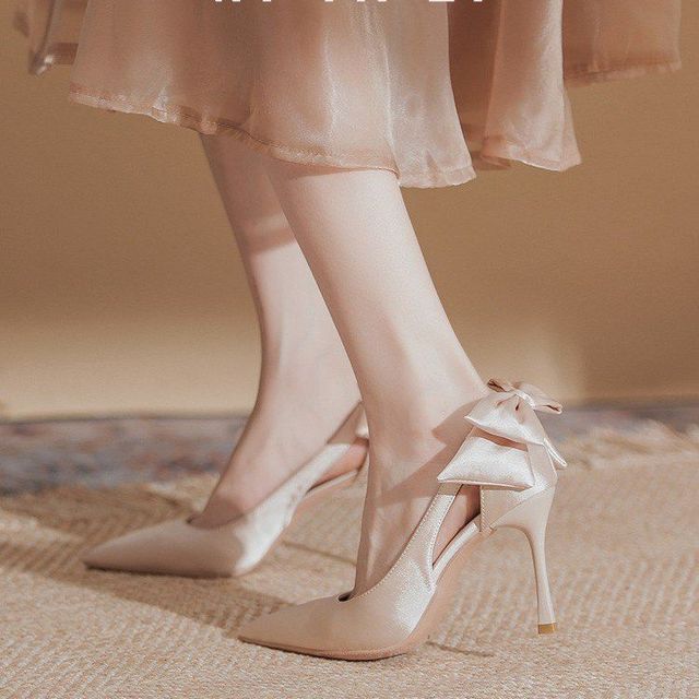 Cutout Stiletto Pumps Heel Bow