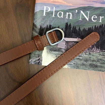 Plain Faux Leather Thin Belt