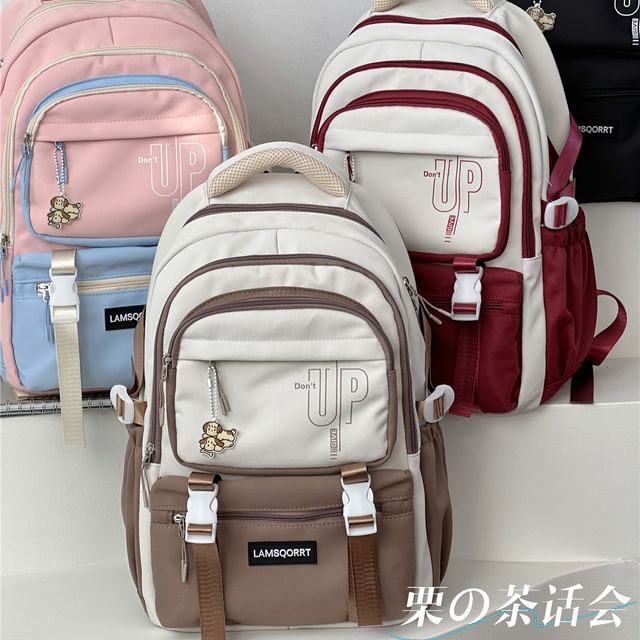 Color Block Backpack / Bag Charm / Set