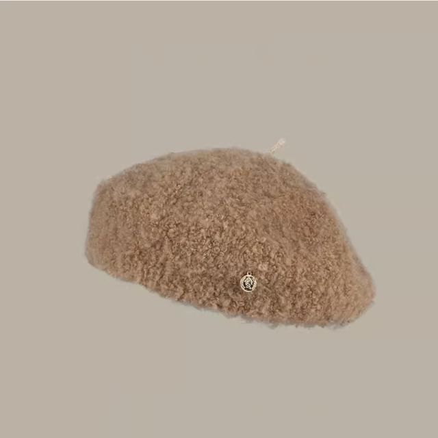 Faux Shearling Beret Hat