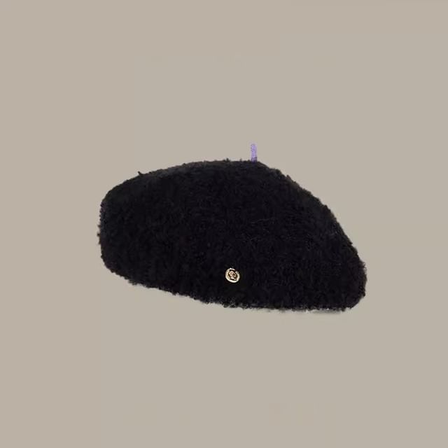 Faux Shearling Beret Hat