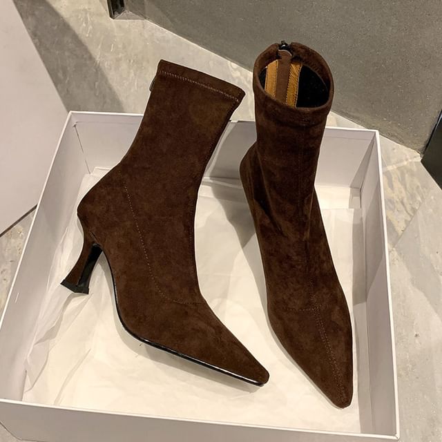 Pointed Heel Kitten Boots