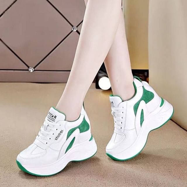 Platform Panel Hidden Wedge Sneakers